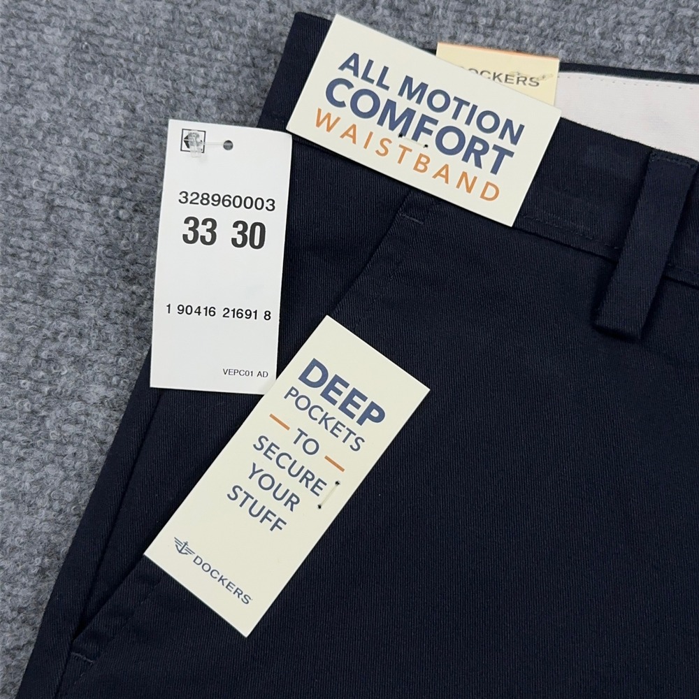 NEW Dockers Easy Khaki Pants Men 33x30 Navy Blue Classic Fit Stretch Preppy Golf - Picture 9 of 10